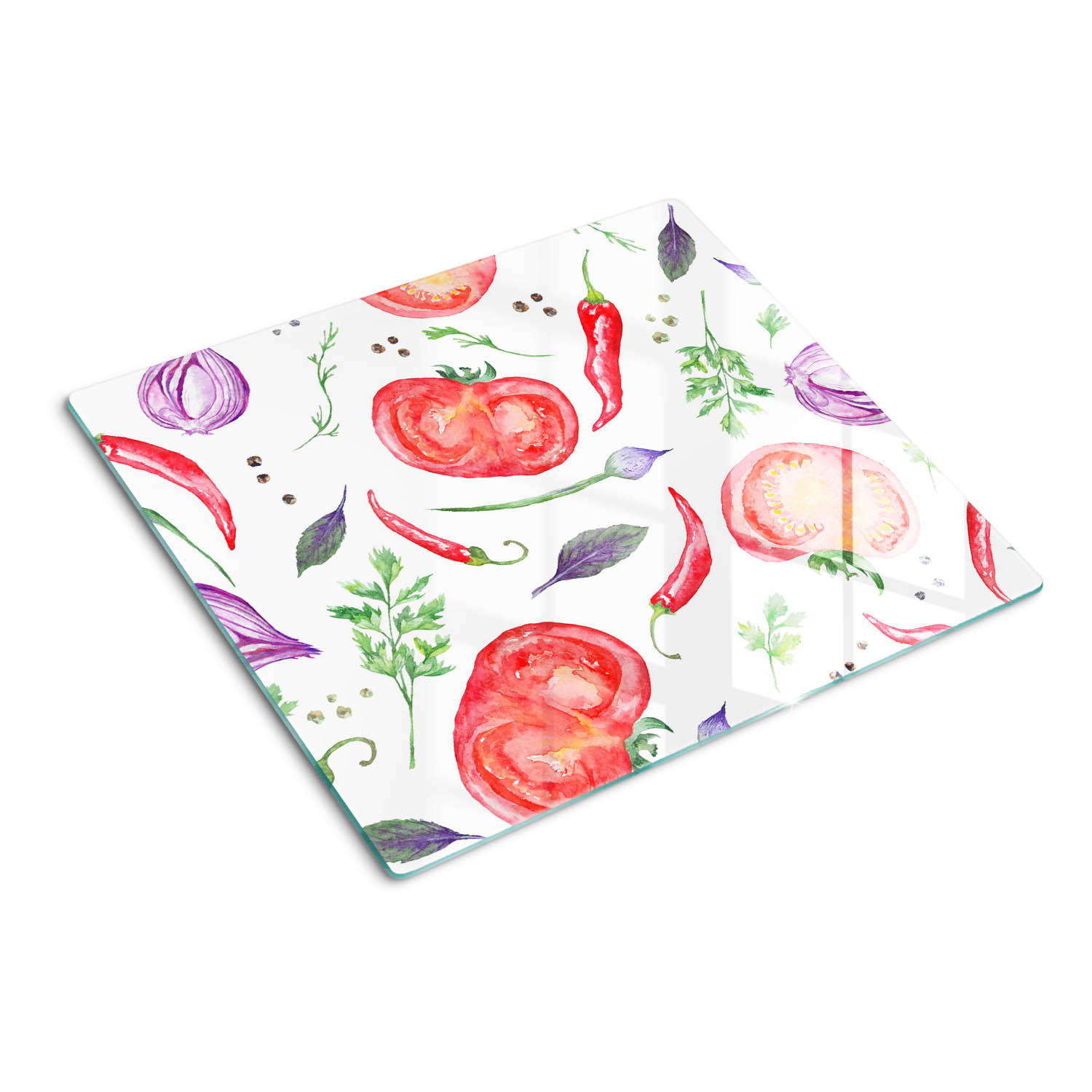 GLASPLATTE 60x52 cm Tomaten und Gewürze - Rot, Glas (60/0.4/52cm) - TULUP
