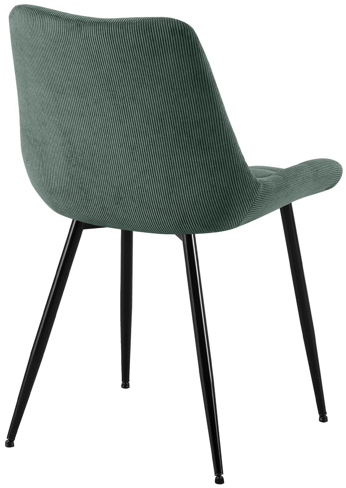 ESSZIMMERSTUHL Cord Grün - Schwarz/Grün, Textil/Metall (52/83/58cm) - CLP