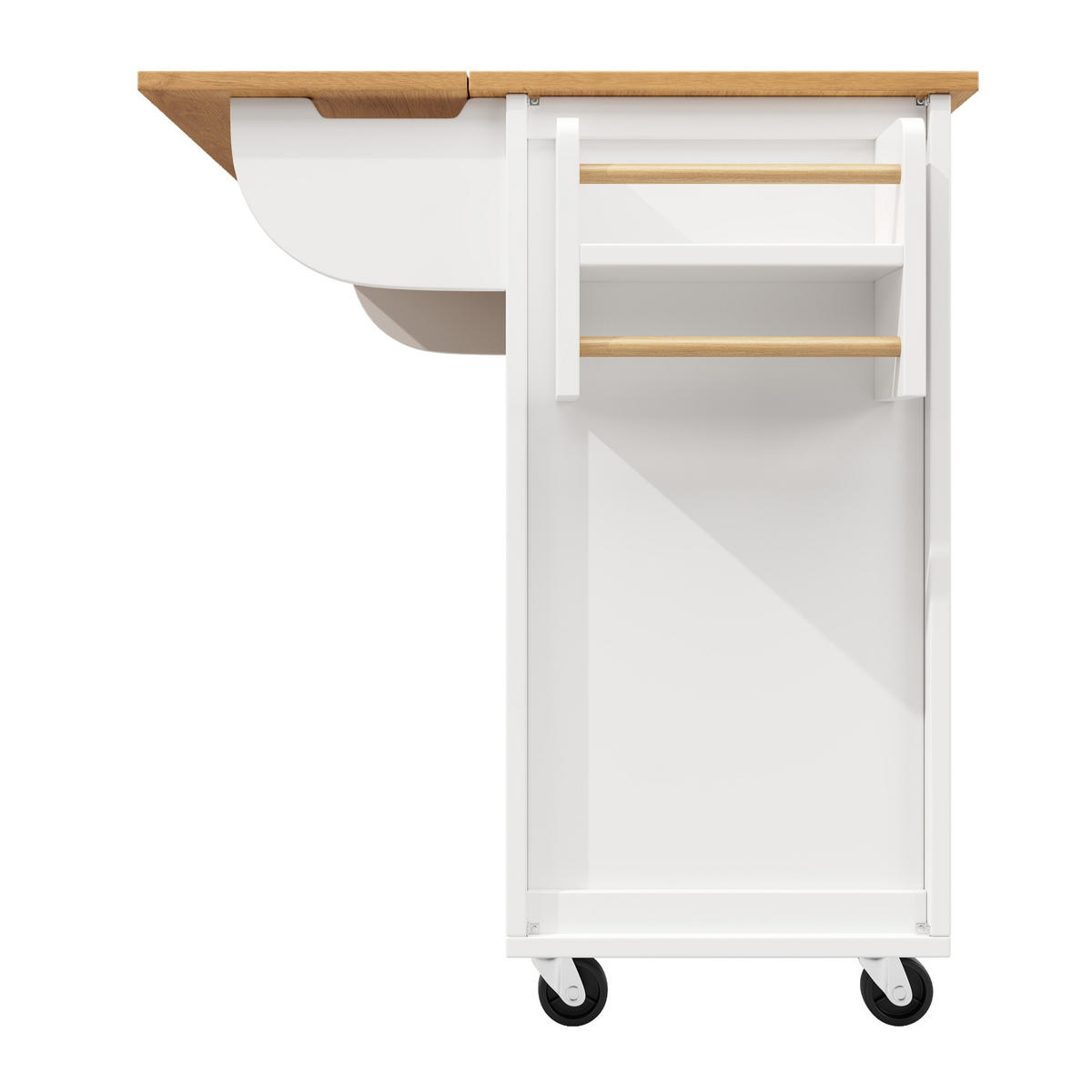 KÜCHENINSEL 137,9/73/92,5 cm Weiß aus MDF und Metall mit Klapptisch - Weiß, Holzwerkstoff (73/92.5/137.9cm) - OKMYHOME