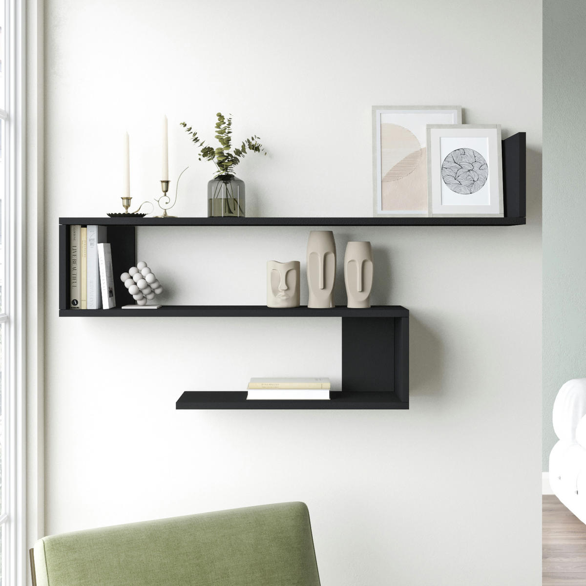 WANDREGAL Kitee - Schwarz, Holzwerkstoff (120/71.5/14.5cm) - [en.casa]
