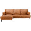 ECKSOFA Echtleder Cognac Braun - Schwarz/Braun, Leder/Metall (233/155cm) - Furnhouse