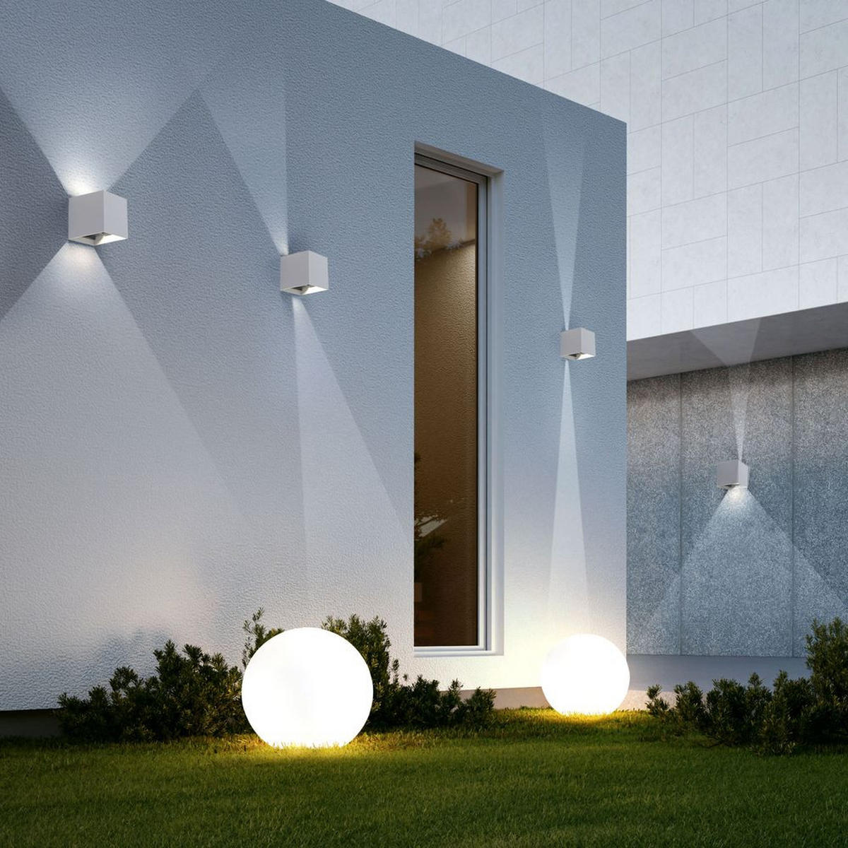 LED AUSSEN-WANDLEUCHTE Aluminium Weiß - Weiß, Metall (10/10/10cm)