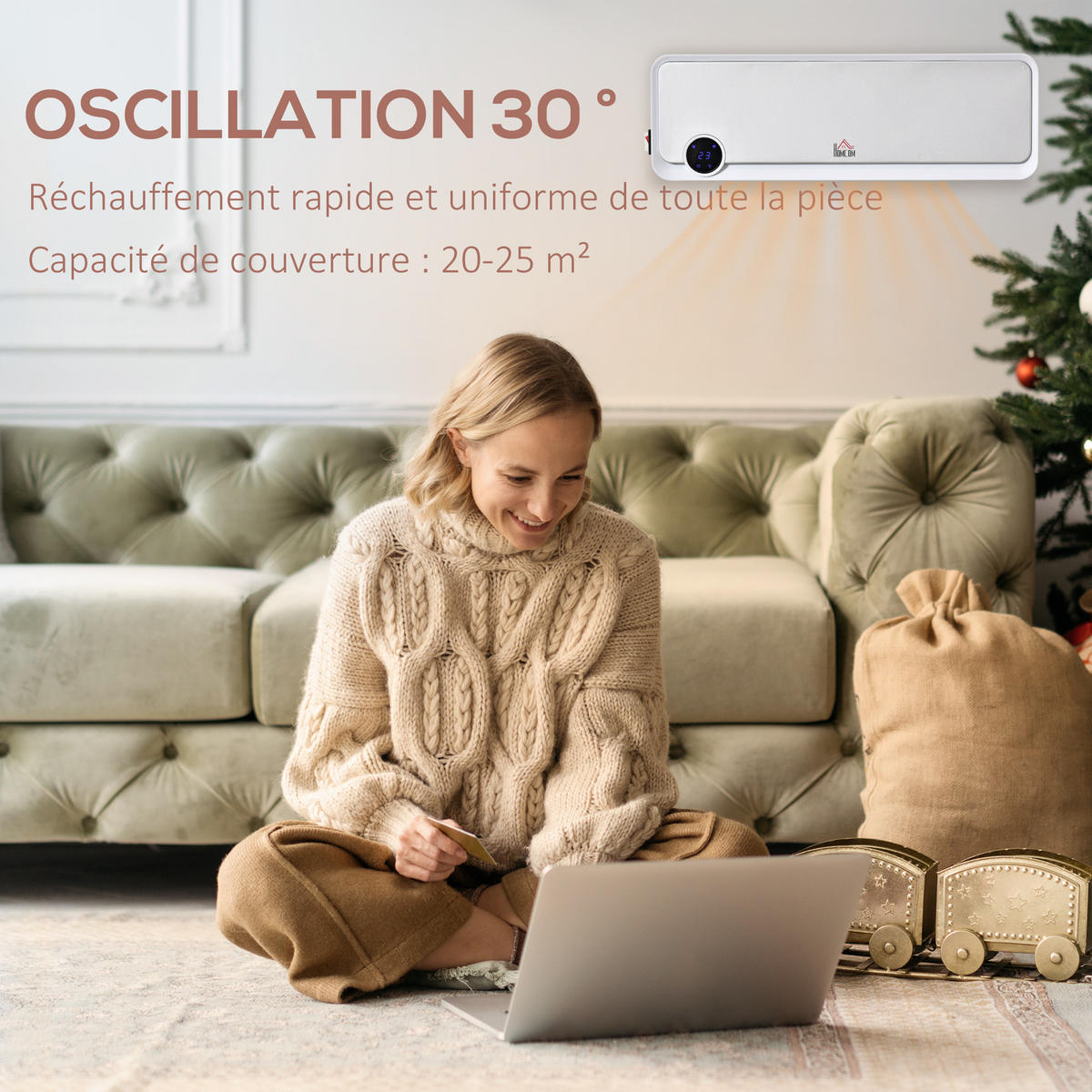 WANDHEIZLÜFTER DE-17017 oszillierend 2000 W Weiß - Weiß, Kunststoff (11.7/18.5/56cm) - ComfortXL