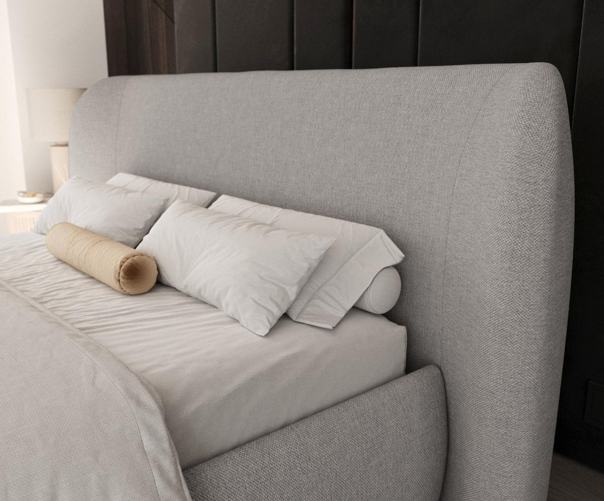 POLSTERBETT Bellano mit Stauraum 180/200 cm Grau im Megan Stoff - Schwarz/Naturfarben, Holz/Holzwerkstoff (180/200cm) - AltaBeds