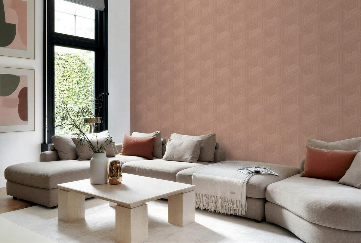 TAPETE 3D-Muster 50 x 900 cm - Terracotta, Papier (50/900cm) - Origin Wallcoverings