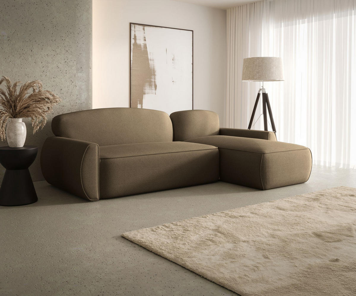ECKSOFA mit Schlaffunktion LUCAS Curio 20 Rechts - Braun, Textil (240/145cm) - Bedante