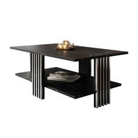 COUCHTISCH SAPHIRA SILVER mit Ablageboden, Schwarz Marmour - Schwarz, Holzwerkstoff (60/100/40cm) - Lookway