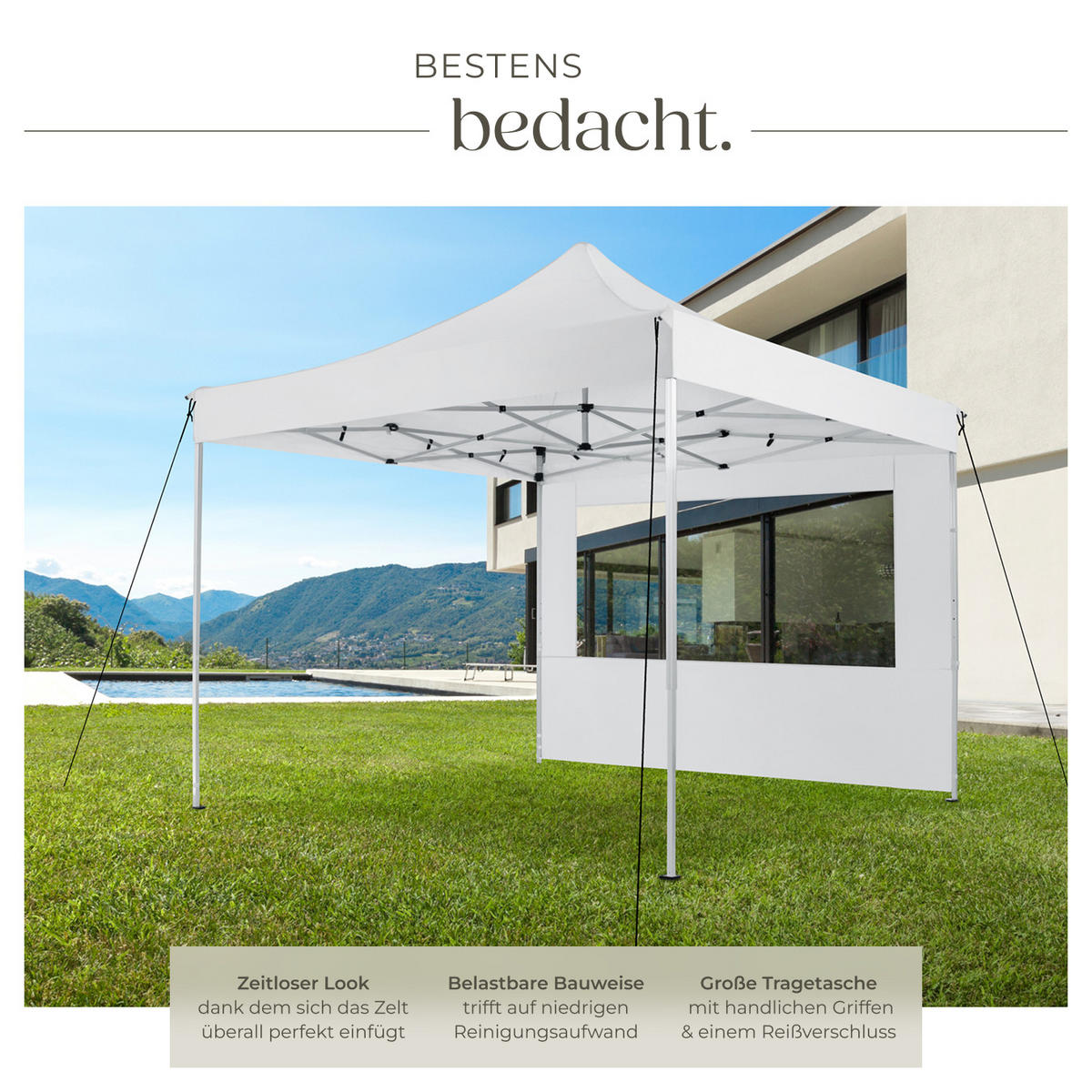 PAVILLON Olivia,inklusive Spannseilen, Heringen und Tragetasche,weiß - Weiß, Kunststoff (300/280/300cm) - tectake
