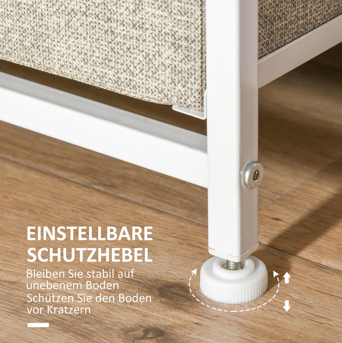 KOMMODE 63,5/30/71 cm aus Stahl mit 7 faltbaren Stoffschubladen Hellgrau - Hellgrau, Metall (63.5/71/30cm) - Modenvie
