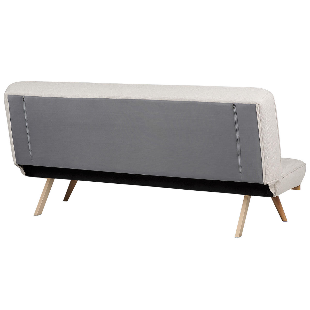2-SITZER-SCHLAFSOFA beige/hellbraun Kalfafell - Hellbraun/Beige, Textil (192/91/73cm) - Beliani