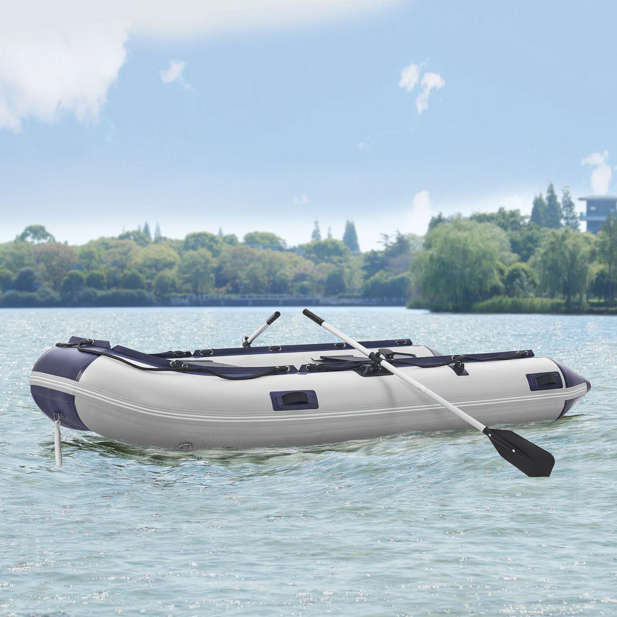 SCHLAUCHBOOT Paddelboot 3,20 m inkl. Tasche & Reparaturset - Grau, Kunststoff (320/155/70cm) - Artsport