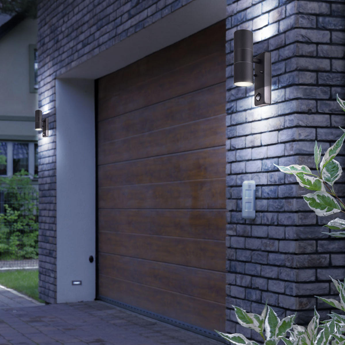 WANDLEUCHTE Alu-Druckguss Schwarz 2er Set - Schwarz, Glas (7.5/22/11.5cm)