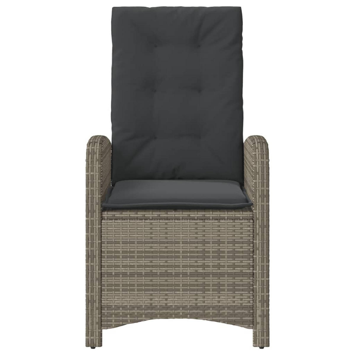 GARTENSESSEL Mit Kissen 2er Set Verstellbar Grau Poly Rattan - Grau, Kunststoff (57/93/58.5cm) - vidaXL