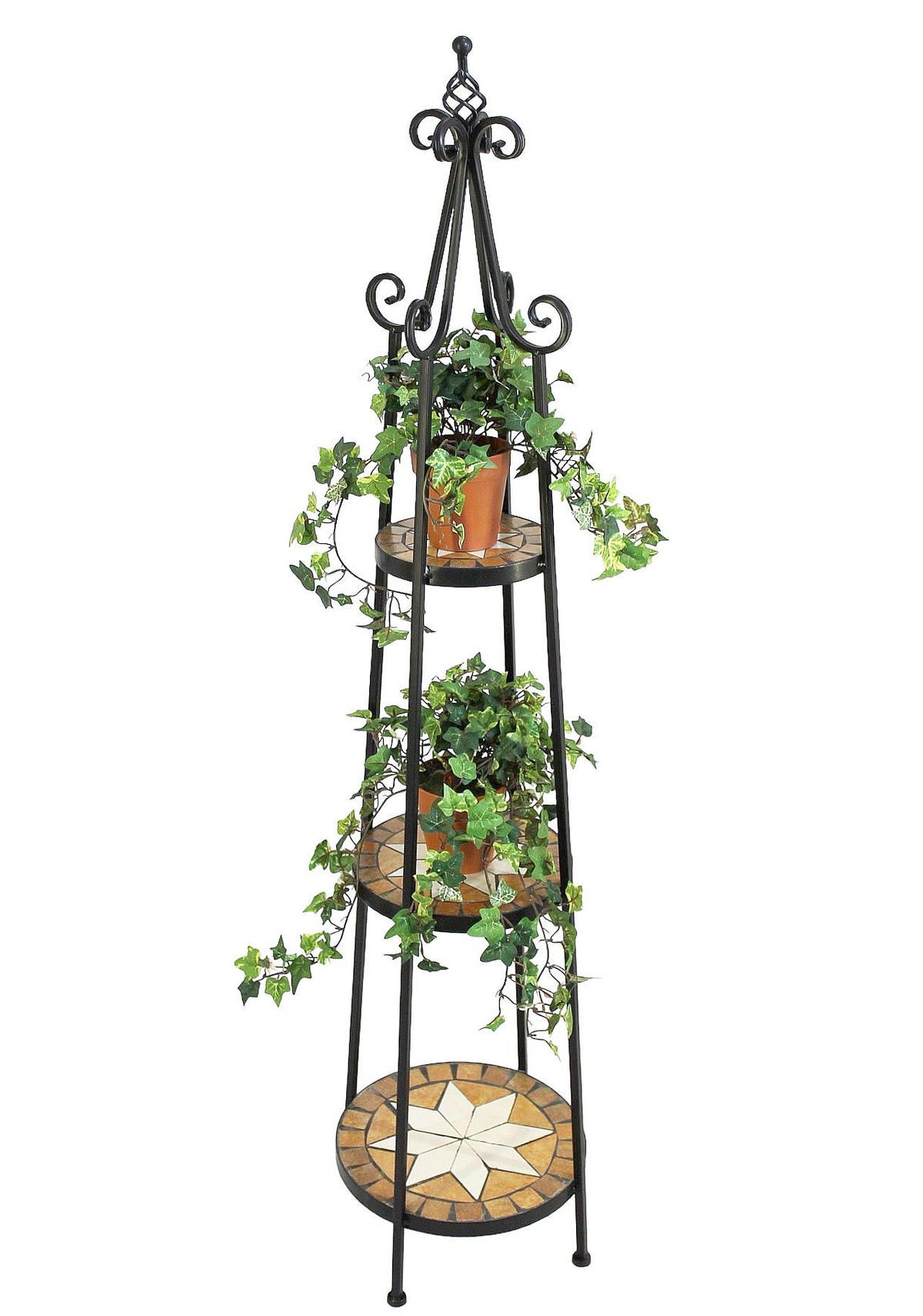 BLUMENREGAL Mosaik Rund 140 cm Blumentreppe - Schwarz, Metall (24/140/24cm) - DanDiBo