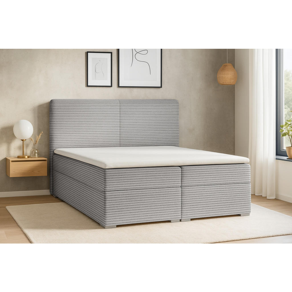 Thumbnail - Deine Möbel 24 Boxbett, Hellgrau, Textil, H3, 180x200 cm, Schlafzimmer, Betten, Boxspringbetten
