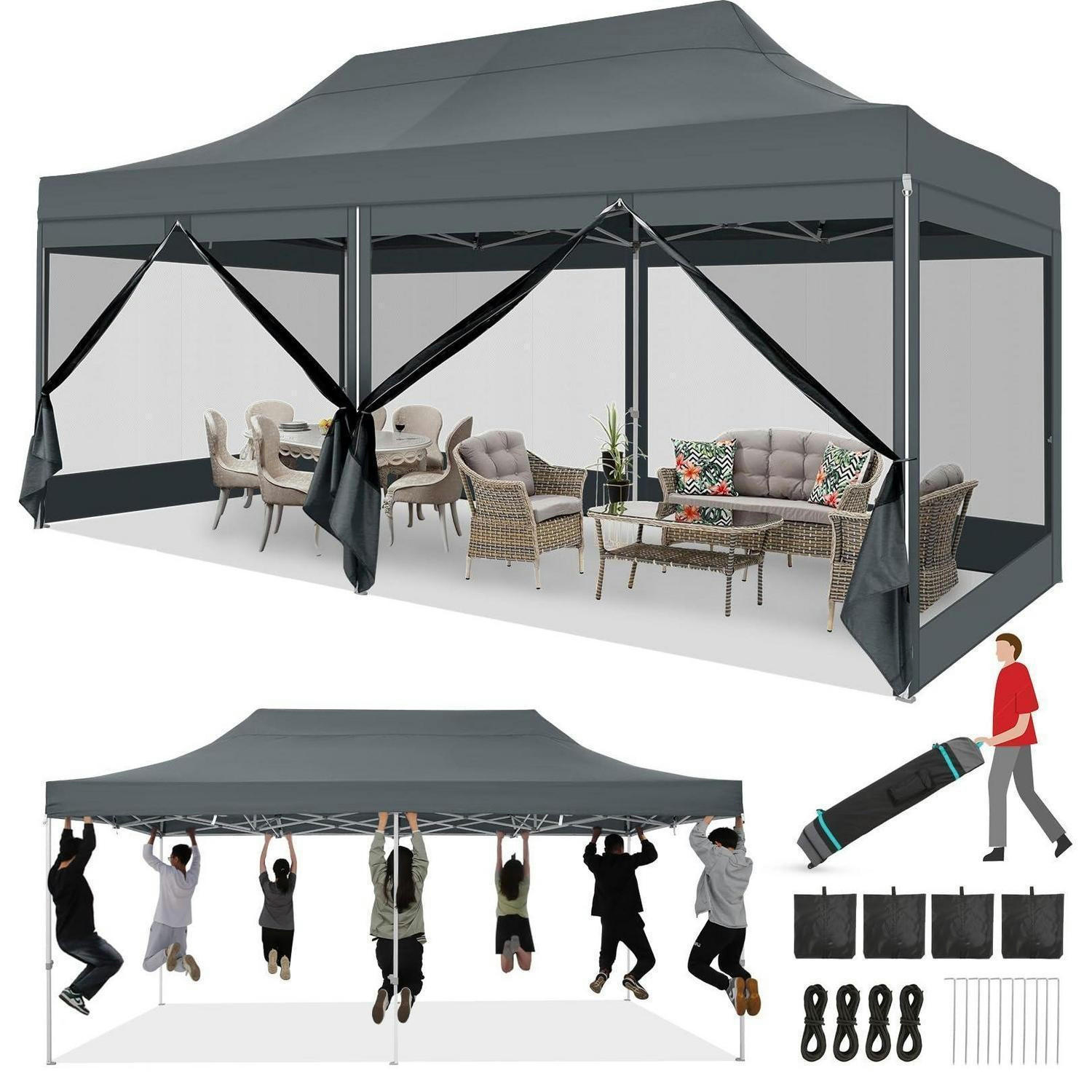 XXXLutz Faltpavillon Grau 300x335x600 cm
