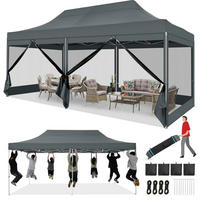 FALTPAVILLON 3x6m Grau Wasserdicht mit 6 Seitenwänden - Grau, Textil (300/335/600cm)