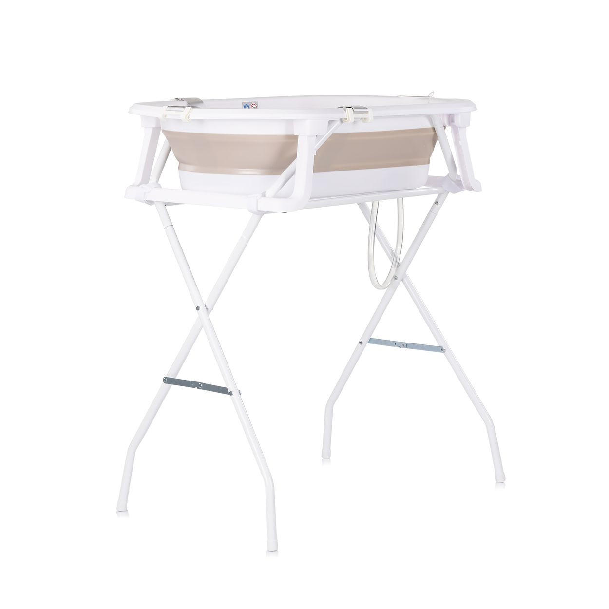 BABYBADEWANNE-SET Malibu 78 cm beige Ständer, klappbar, Thermometer, Ablauf - Beige, Kunststoff (47/78cm) - Chipolino
