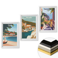 WANDBILDER 3er-Set - 40x60 cm Weißer Rahmen - Illustrationen von Küstenstädten - Weiß, Kunststoff (40/60cm) - ArtPrintCave