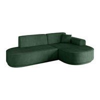 ECKSOFA Ottomane Rechts MARI-L1-v3 - 232x163x81 cm Grün Cord - Schwarz/Grün, Holzwerkstoff/Kunststoff (232/163cm) - ALTDECOR