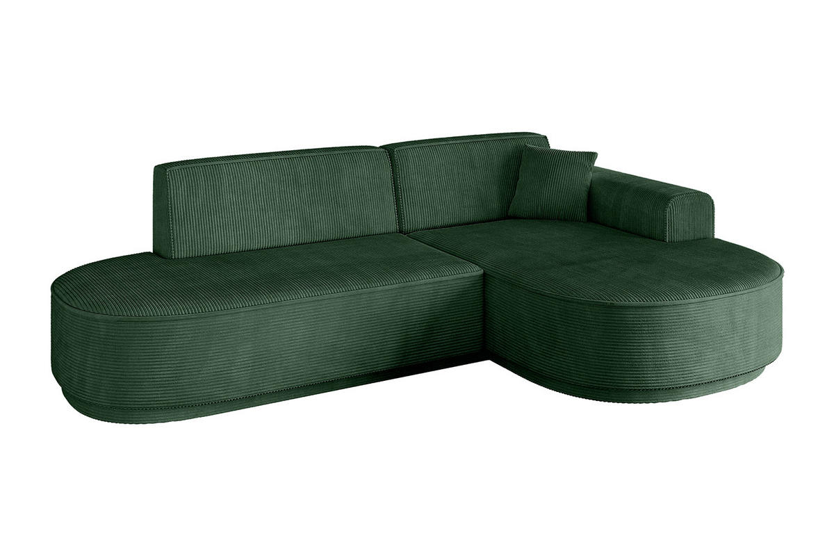ECKSOFA Ottomane Rechts MARI-L1 - 232x163x73,5 cm Grün Cord - Schwarz/Grün, Holzwerkstoff/Kunststoff (234/163cm) - ALTDECOR