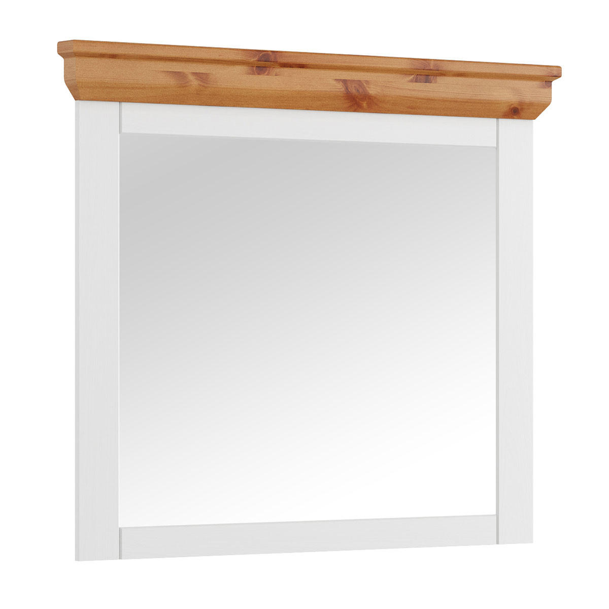 WANDSPIEGEL Marone Elite Weiß / Kiefer Natur 109 / 5 / 81cm - Weiß/Kieferfarben, Glas (109/82/5cm) - Feldmann-Wohnen