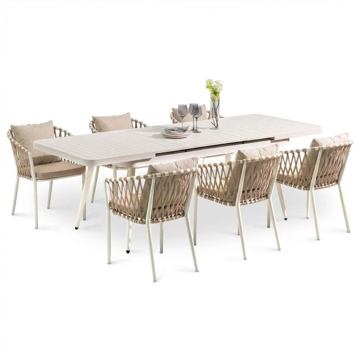 GARTENMÖBELSET SUNNY - Weiß, Metall - IDIMEX