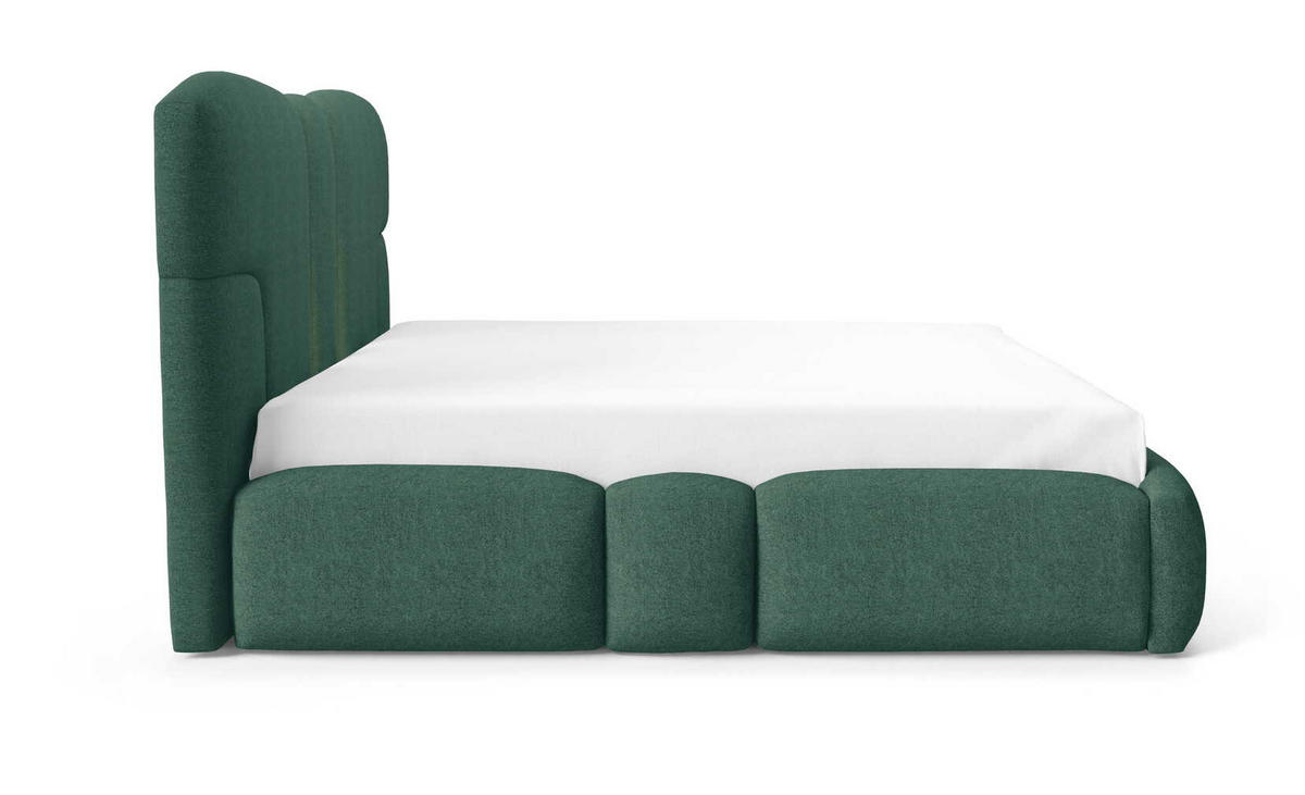 POLSTERBETT 180x200 Safron mit LED, Metall-Lattenrost, Grün - Grün, Holz/Textil (180/200cm) - Emporius