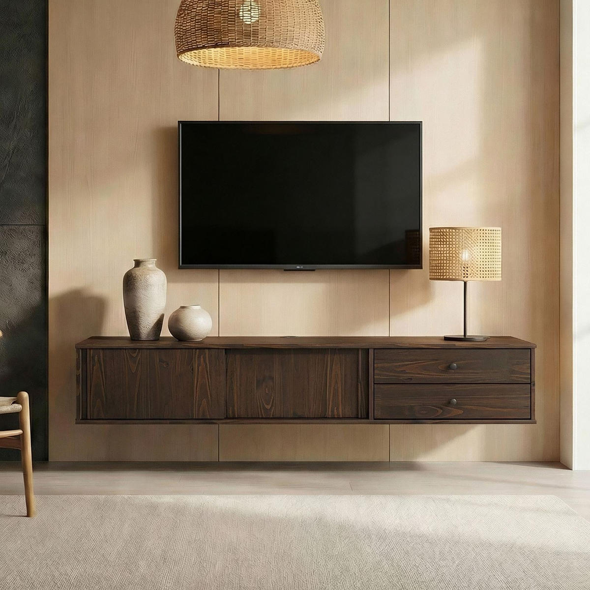 LOWBOARD SIMONA nussbaum - Nussbaumfarben, Holz (175/31/34cm) - IDIMEX