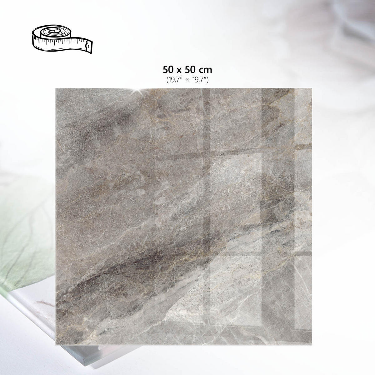 TISCHPLATTE 50x50 cm – Steintextur - Braun, Glas (50/50/0.4cm) - Wallfluent