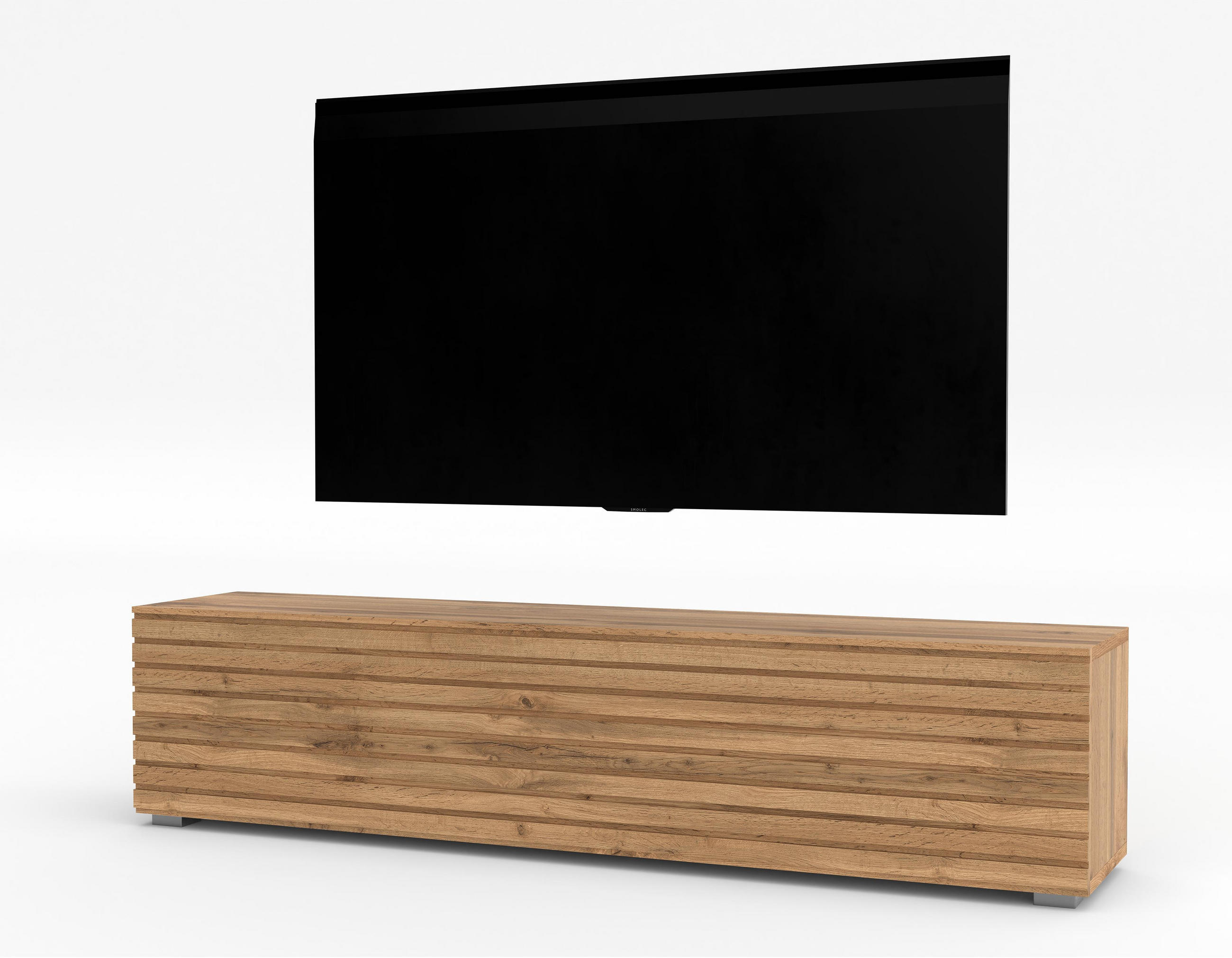 LOWBOARD ZIVOLLI 160 Wotan, Wotan Lamellen 160/36,5/40 cm – Hängend und Stehend - Hellbraun, Holzwerkstoff/Kunststoff (160/36.5/40cm) - AX Living