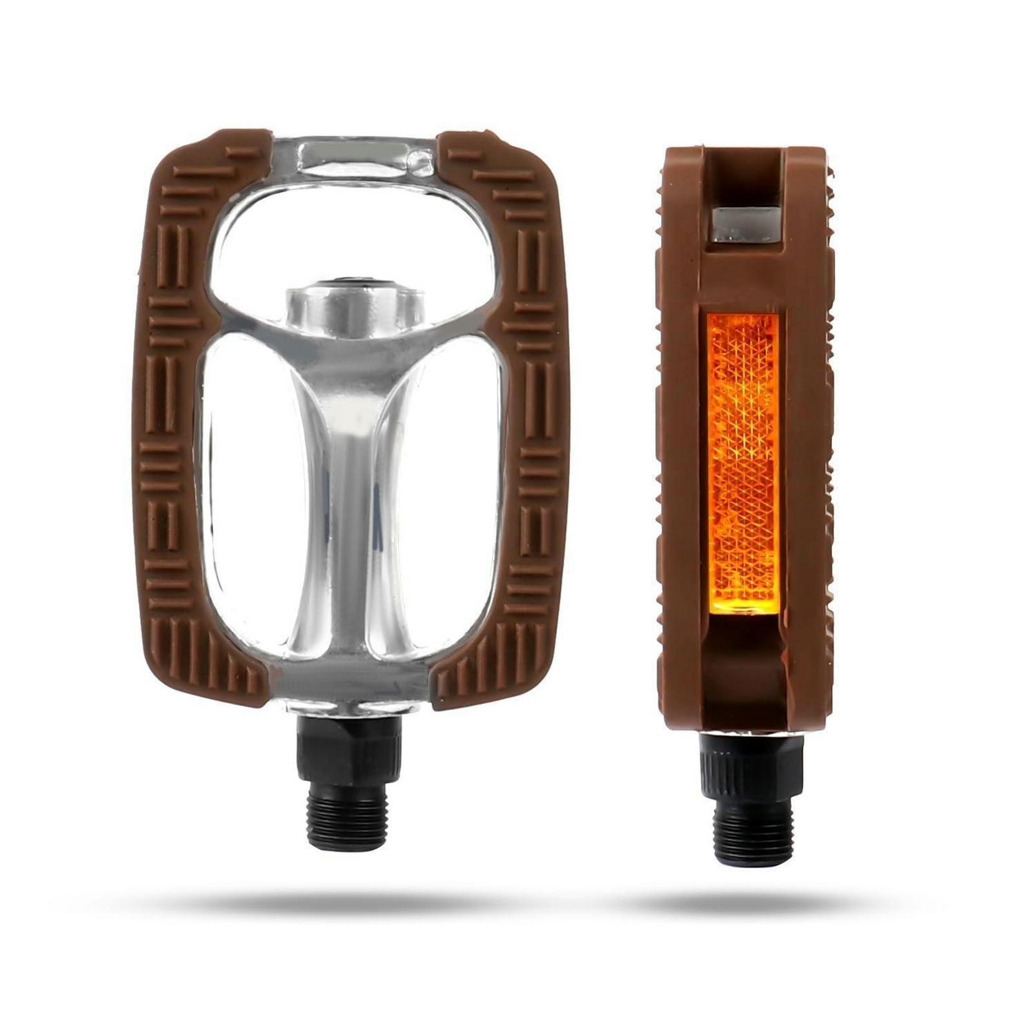 FAHRRADPEDALE Aluminium & Gummi Braun mit Reflektoren - Braun, Metall (8/1.5/12.5cm)