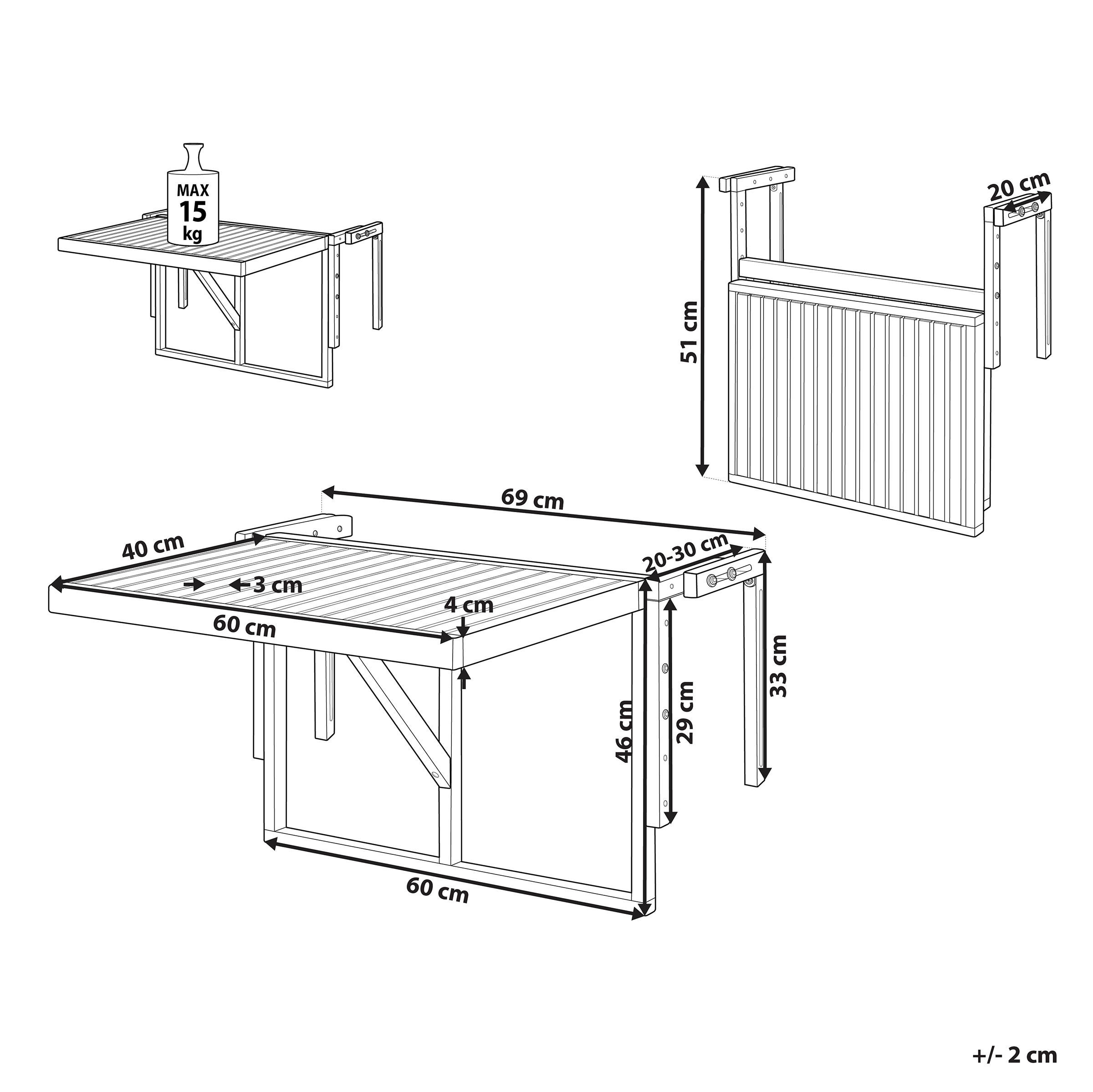 Thumbnail - Beliani Gartentisch, Dunkelbraun, Holz, 2-Sitzer, Quadratisch, 69x51x70 cm, Esszimmer, Tische, Esstische