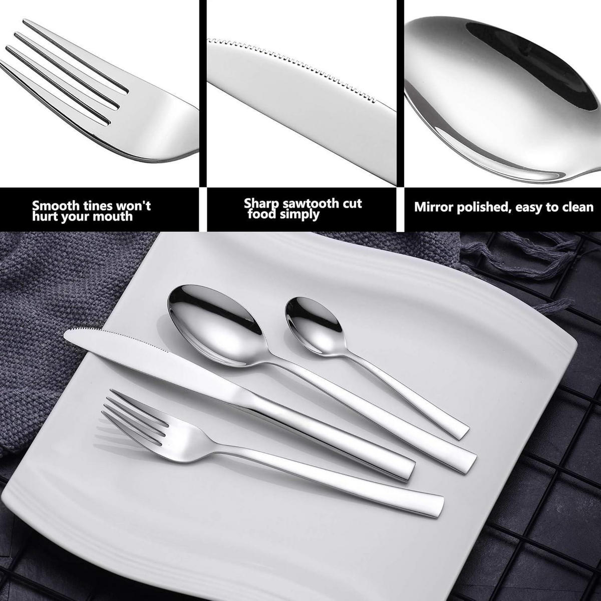 BESTECKSET 24-teiliges Set für 6 Personen Silber - Silberfarben, Metall