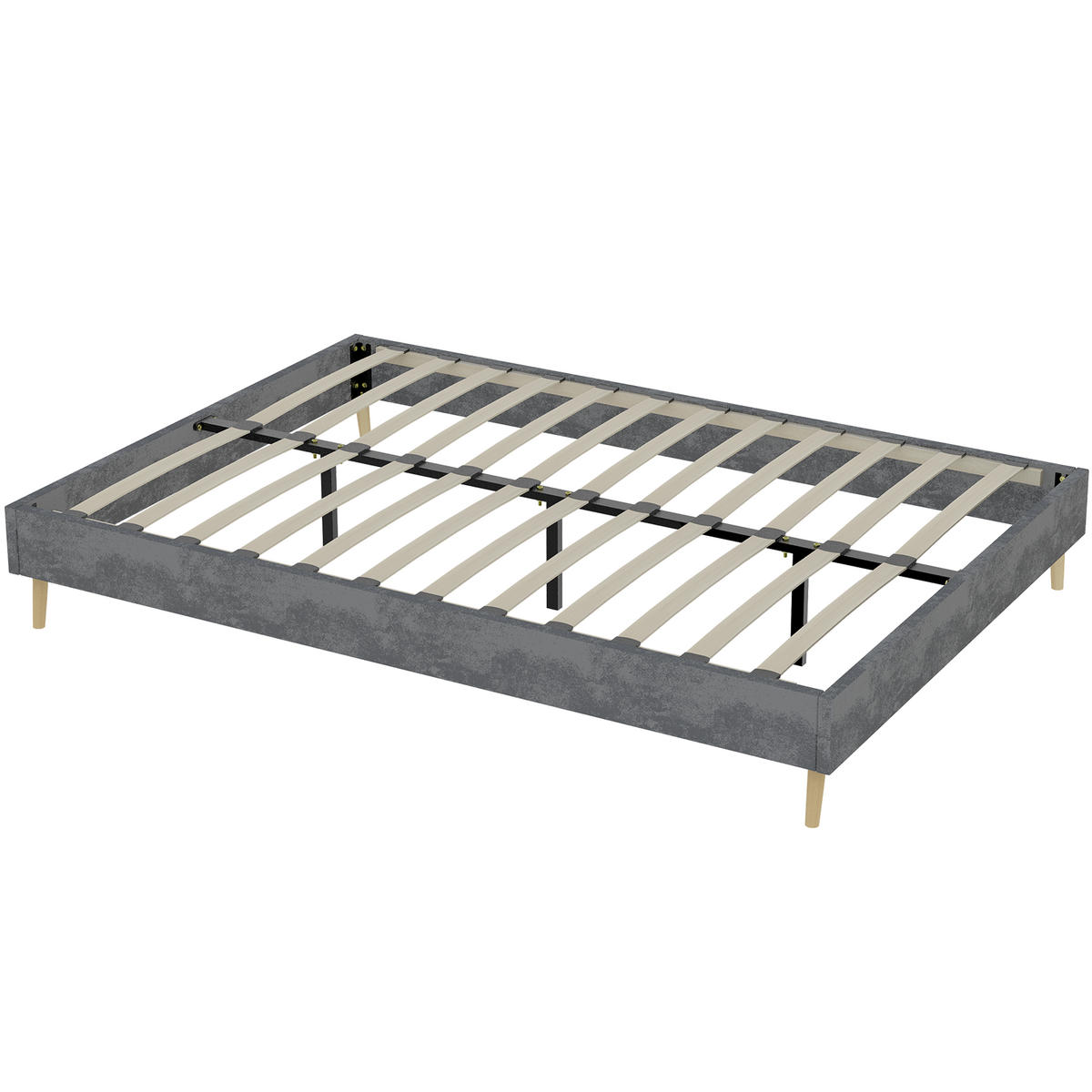BETT Bettgestell 160x200 cm Stoff Grau - Grau, Metall (160/200cm) - Meubliv