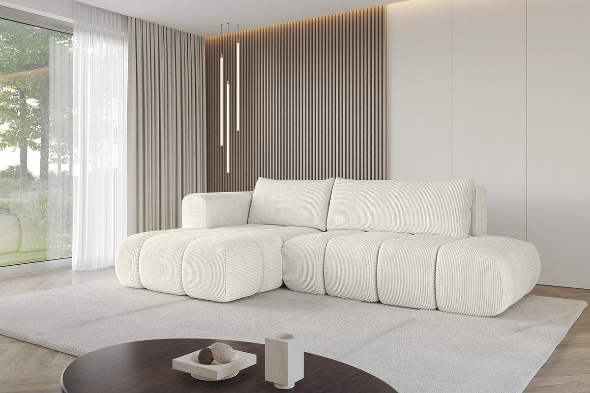 ECKSOFA Ottomane Links CLOUD-L 289x180x40 Hellgrau Cord - Hellgrau, Holzwerkstoff/Kunststoff (180/289cm) - ALTDECOR