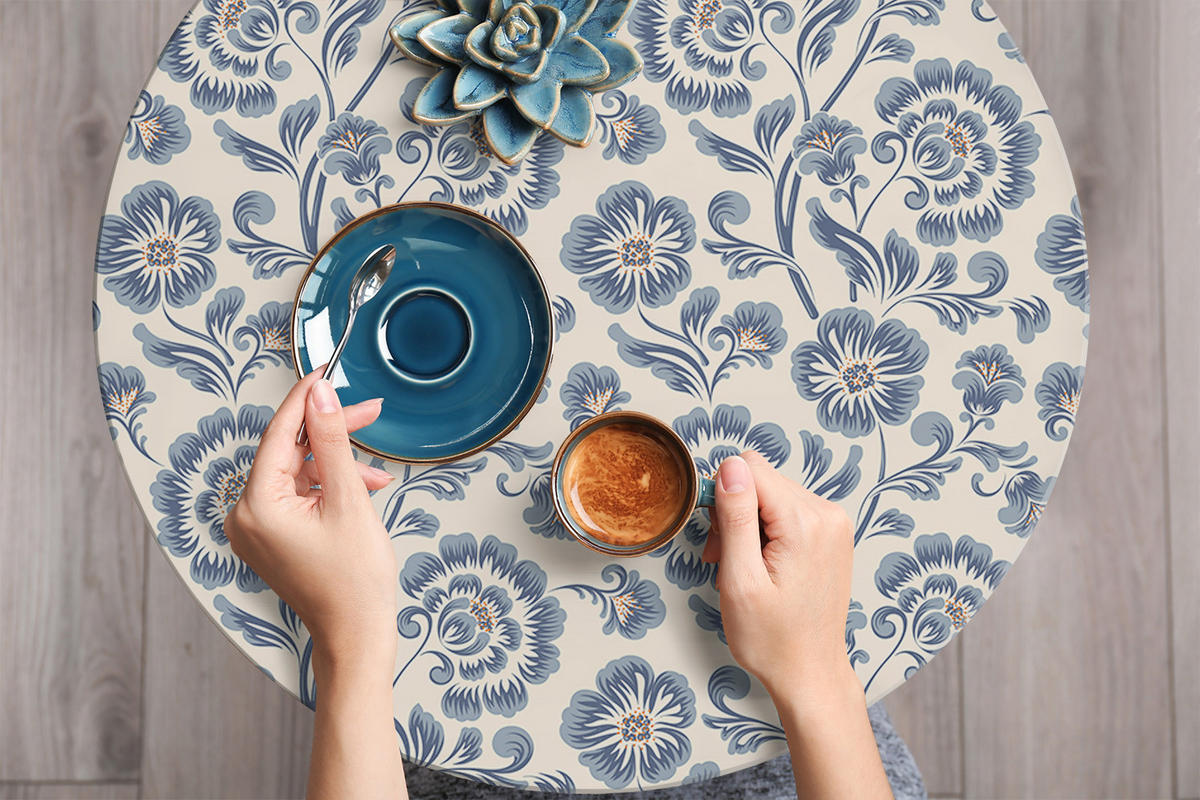 MÖBELAUFKLEBER 100x50 cm Klassische Blumen - Blau, Kunststoff (100/50/50cm) - TULUP