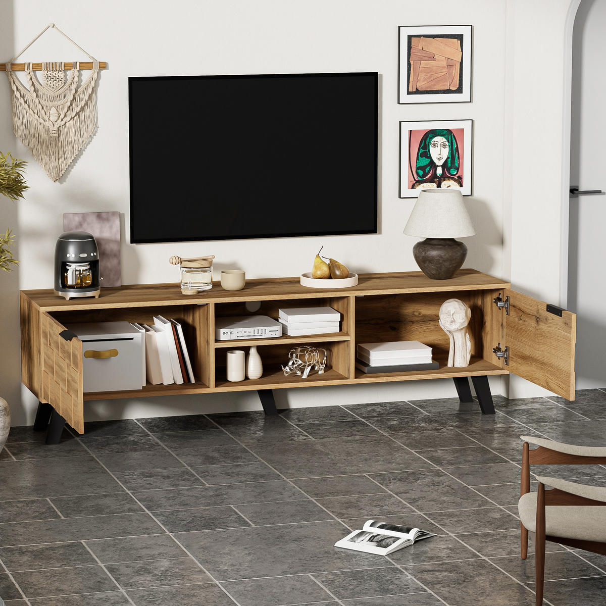 TV-LOWBOARD 160x35x45 cm 2 Türen - Naturfarben, Holzwerkstoff (160.5/45/35.5cm) - Fortuna Lai