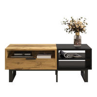 COUCHTISCH 100/50/40 cm mit Schublade und 3 offenen Fächern, Holzfarben/Schwarz - Naturfarben, Holzwerkstoff (100/50/40cm) - Redom