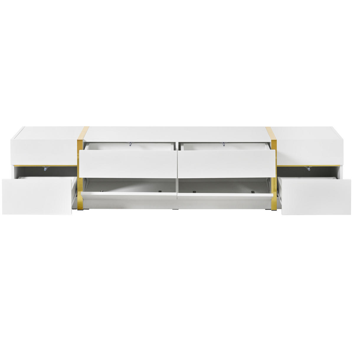 TV-SCHRANK mit 4 Schubladen und 2 Türen 180 cm MDF Weiß Hochglanz - Weiß, Holzwerkstoff (40/38/180cm) - Beauniv