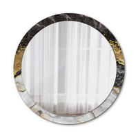 SPIEGEL Ø100 cm Rund mit Aufdruck - Goldfarben, Glas (100/100/0.4cm) - TULUP