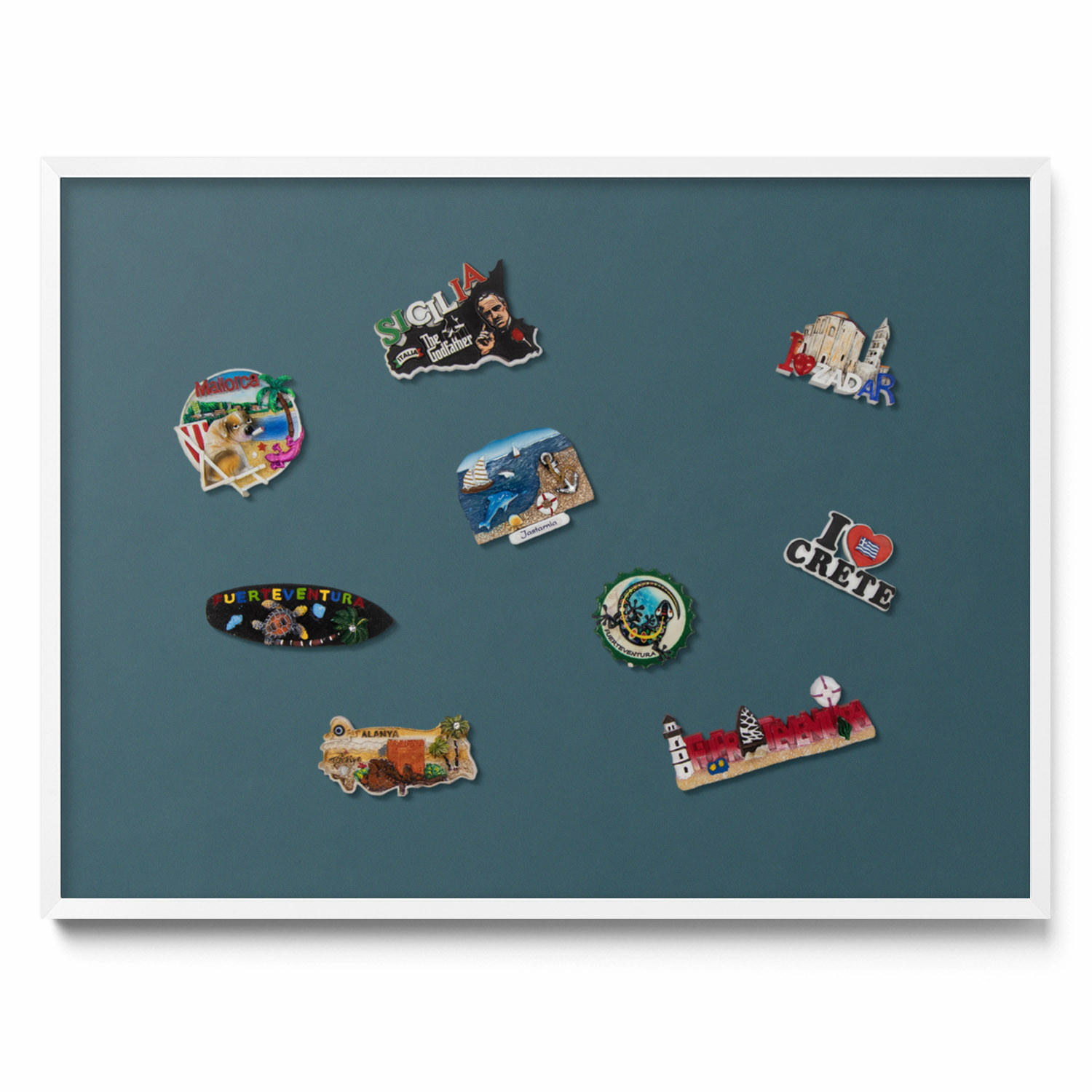 MAGNETTAFEL 80x60 cm Weißer Rahmen Dunkles Petrol - Türkis, Metall (80/60/0.4cm) - TULUP