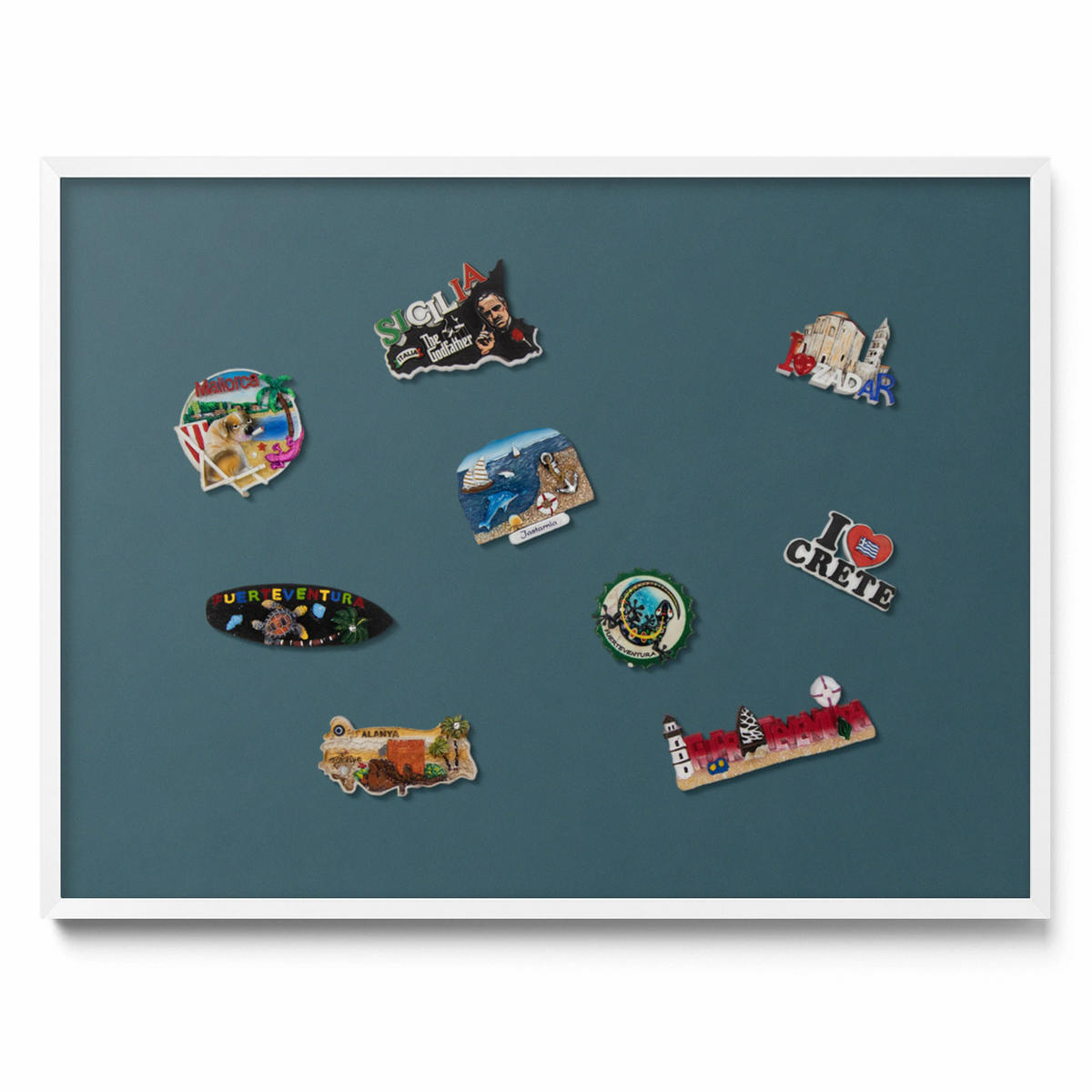 MAGNETTAFEL 80x60 cm Weißer Rahmen Dunkles Petrol - Türkis, Metall (80/60/0.4cm) - TULUP