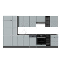KUHINJSKI BLOK Fame-Line Svetlo modro-siva/antracitna 355 cm , DP Antracit - svetlo modra/antracit, leseni material (355/206.8/60cm) - Vicco