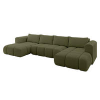 WOHNLANDSCHAFT Ottomane Links CLOUD-U 414x180x40 Grün Bouclé - Grün, Holzwerkstoff/Kunststoff (414/90/180cm) - ALTDECOR