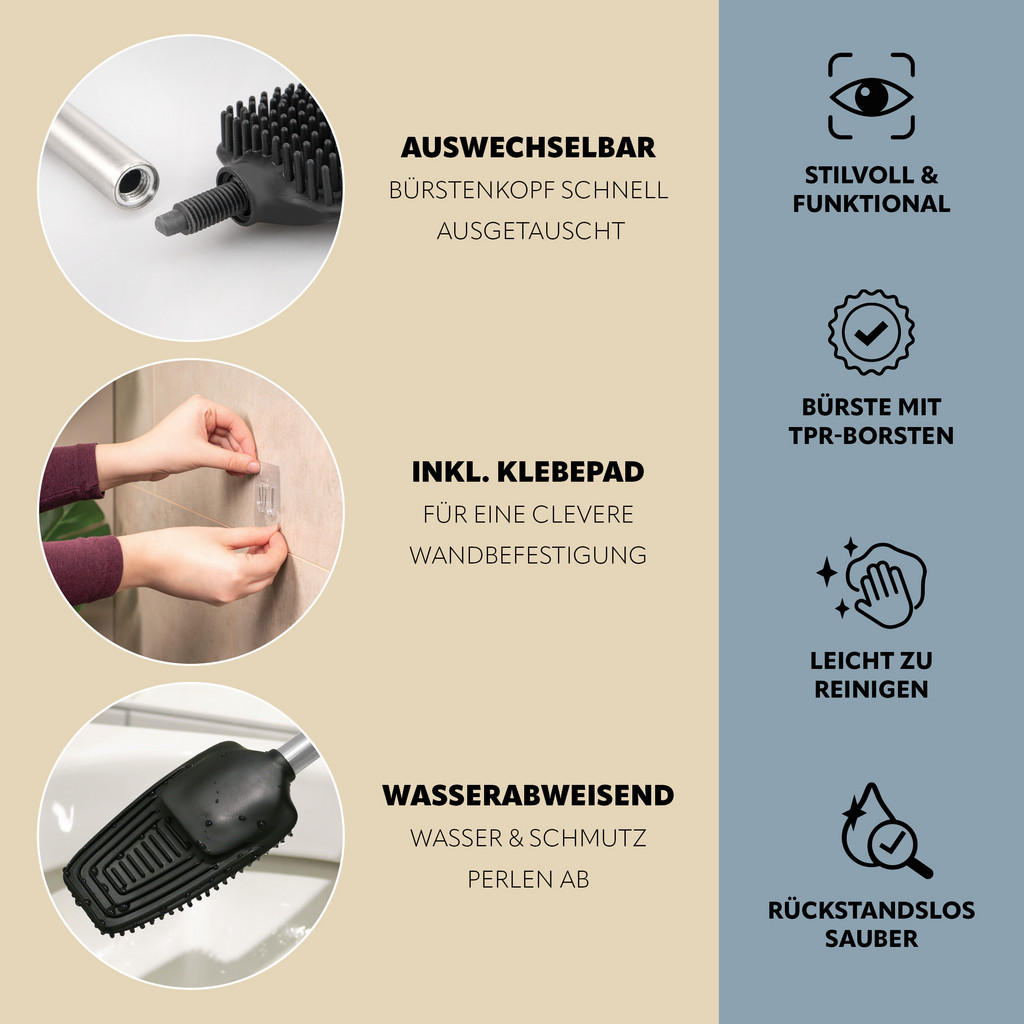 Thumbnail - bremermann Wc-Garnitur, Schwarz, Metall, 11x53x8 cm, Badezimmer, WC Ausstattung, WC Bürstengarnituren