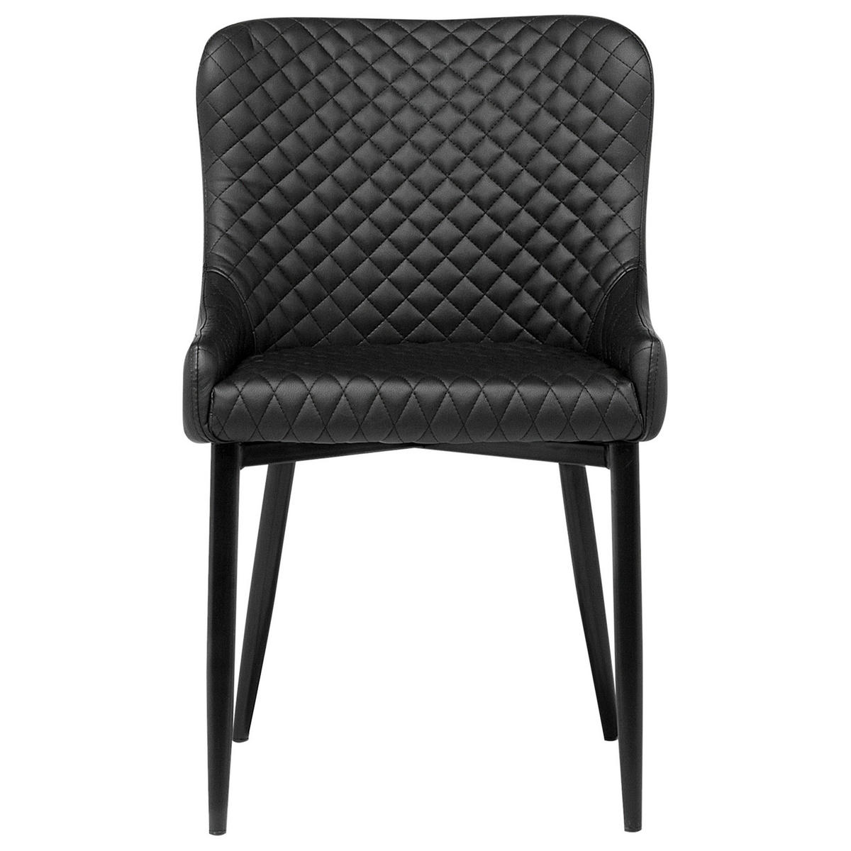 ESSZIMMERSTUHL 2er-Set Kunstleder Schwarz Solano - Schwarz, Textil/Metall (51/82/52cm) - Beliani