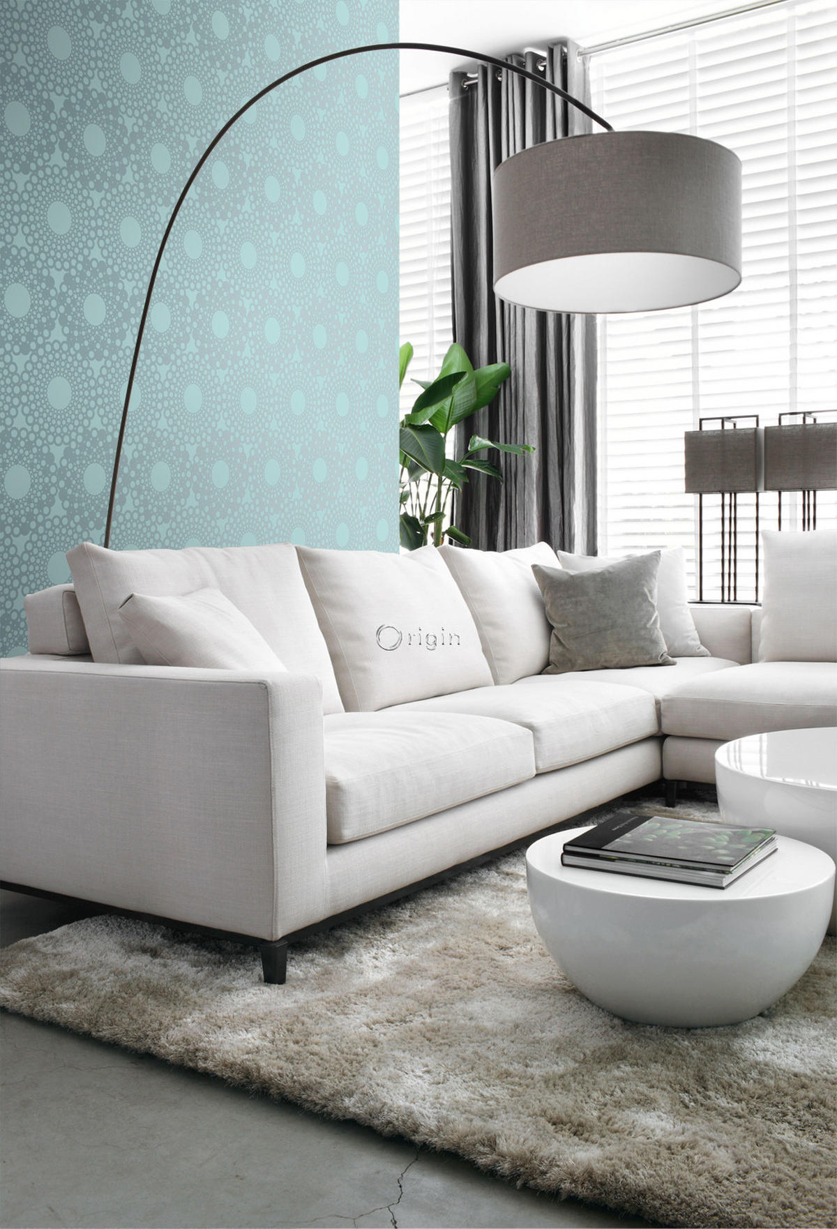 TAPETE grafische Form 53 cm x 10.05 m - Blau, Papier (53/1000cm) - Origin Wallcoverings