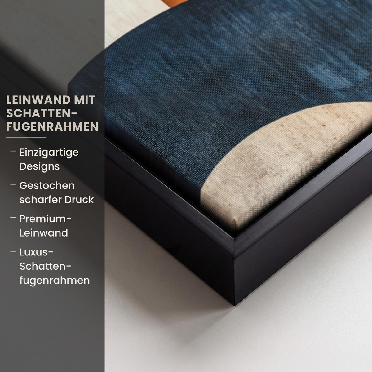 LEINWAND Bilder mit Rahmen - Abstrakt - Formen - Dunkelblau - 40x60 - Cognac, Textil (40/60cm) - MuchoWow