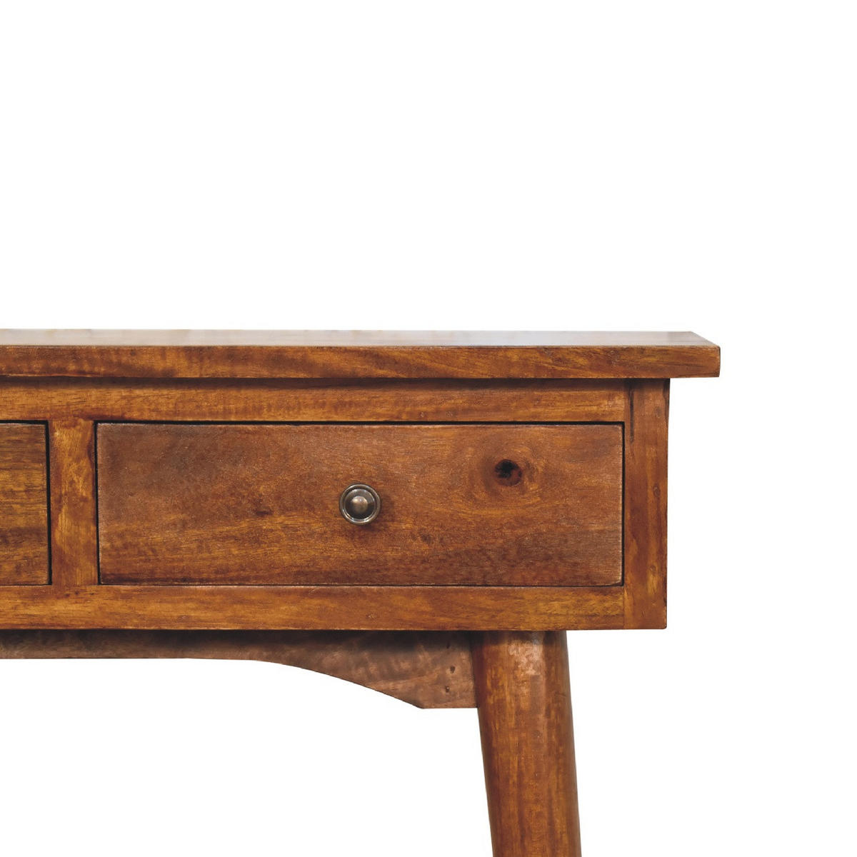 MINI Flurkonsole im Kastanienholz-Finish mit 2 Schubladen - Messingfarben/Braun, Holz/Metall (30/70/78cm) - Artisan Furniture